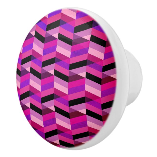Abstract Chevron/Herringbone | Purples & Violet Ceramic Knob (Right)