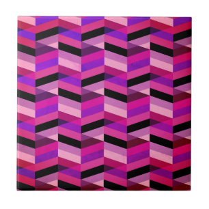 Abstract Chevron/Herringbone Purples & Violet Ceramic Tile