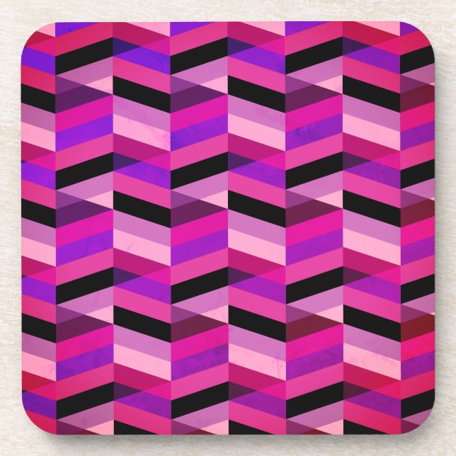 Abstract Chevron/Herringbone | Purples & Violet Coaster (Front)