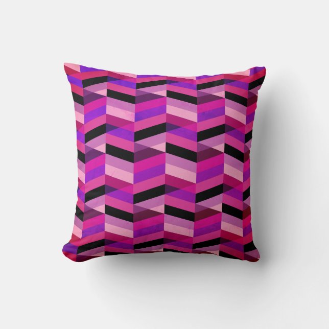 Abstract Chevron/Herringbone | Purples & Violet Cushion (Front)