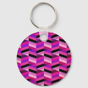 Abstract Chevron/Herringbone   Purples & Violet Key Ring