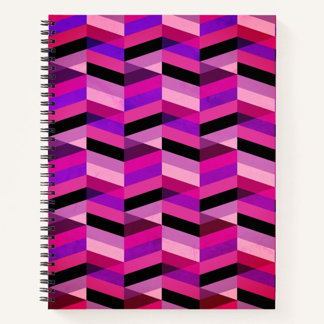 Abstract Chevron/Herringbone | Purples & Violet Notebook (Front)