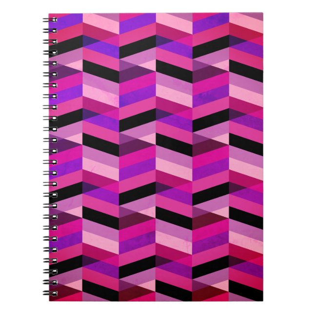 Abstract Chevron/Herringbone | Purples & Violet Notebook (Front)