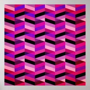 Abstract Chevron/Herringbone   Purples & Violet Poster
