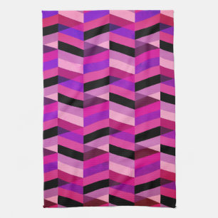 Abstract Chevron/Herringbone   Purples & Violet Tea Towel