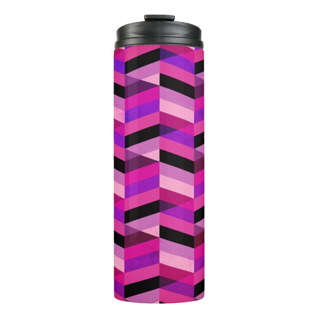 Abstract Chevron/Herringbone | Purples & Violet Thermal Tumbler (Front)