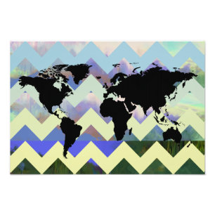abstract chevron map-of-the-world photo print