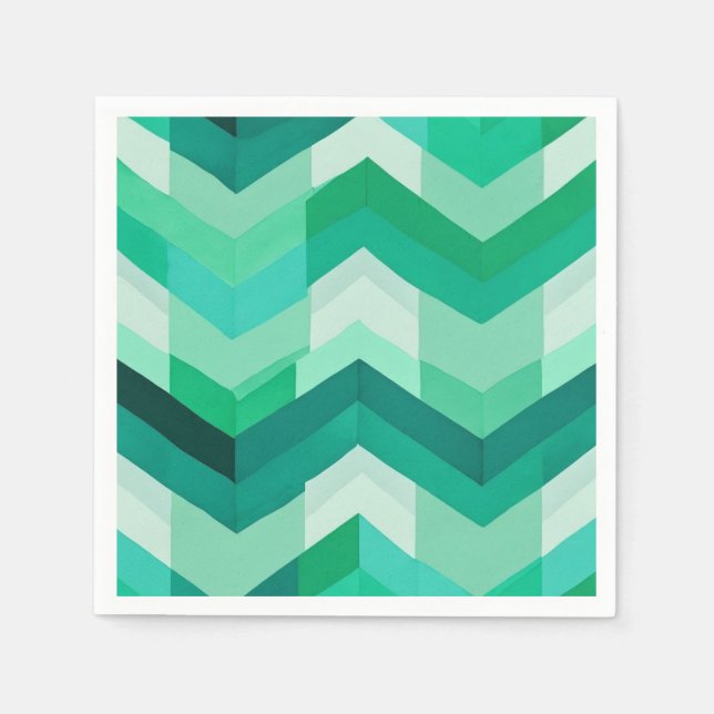 Abstract Chevron pattern in Greens Napkin (Front)