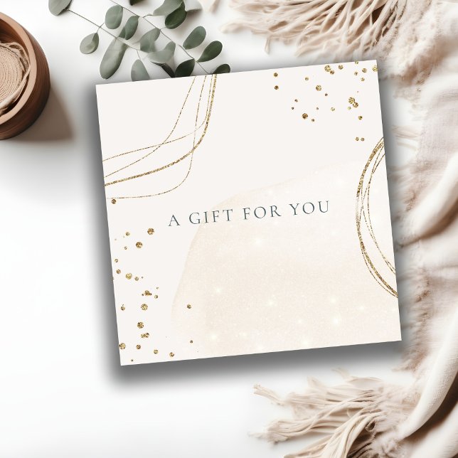 Abstract Chic Glitter Ivory Gold Gift Certificate (Creator Uploaded)