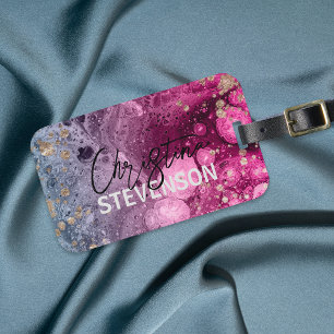 Abstract Chic Luxury Modern Glam Marble Paint Luggage Tag