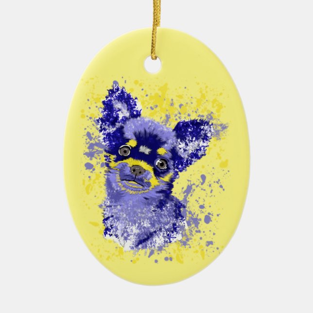 Abstract Chihuahua  Ceramic Ornament (Front)