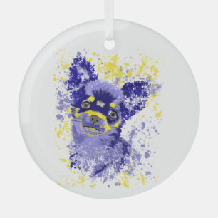 Abstract Chihuahua  Glass Tree Decoration