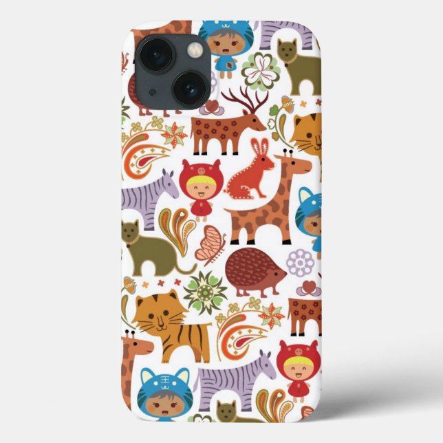 Abstract Child and Animals Pattern Case-Mate iPhone Case (Back)