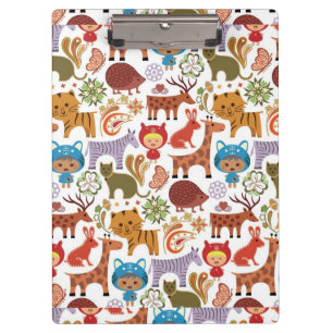 Abstract Child and Animals Pattern Clipboard