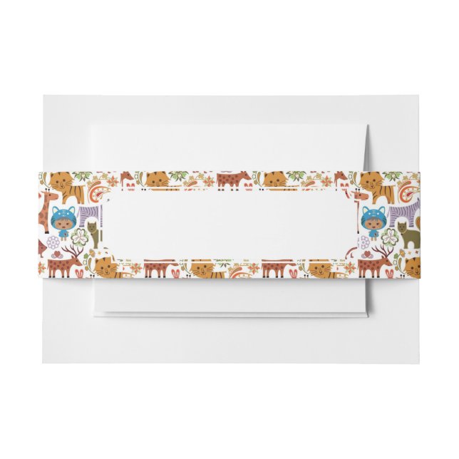 Abstract Child and Animals Pattern Invitation Belly Band (Front Example)