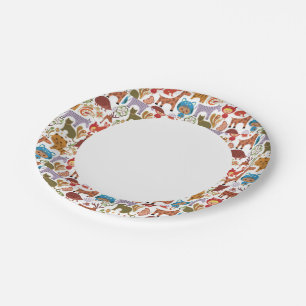 Abstract Child and Animals Pattern Paper Plate