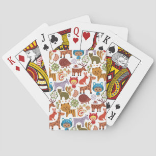 Abstract Child and Animals Pattern Playing Cards