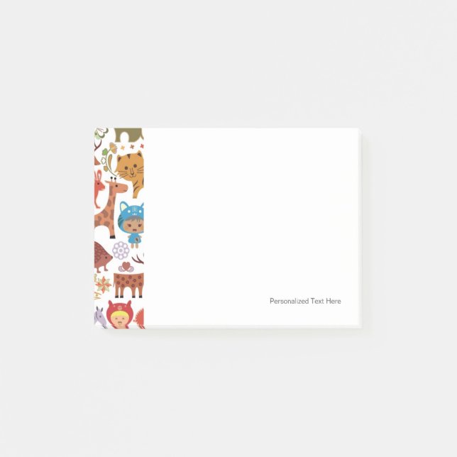 Abstract Child and Animals Pattern Post-it Notes (Front)