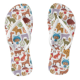 Abstract Child and Animals Pattern Thongs