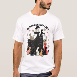 Abstract Childless Cat Lady Harris Walz Cats  T-Shirt