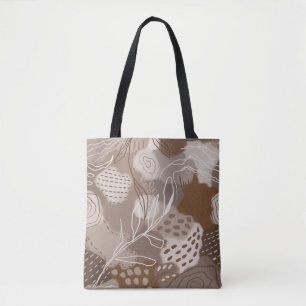 Abstract Chocolate Brown Collage Shapes Tote Bag