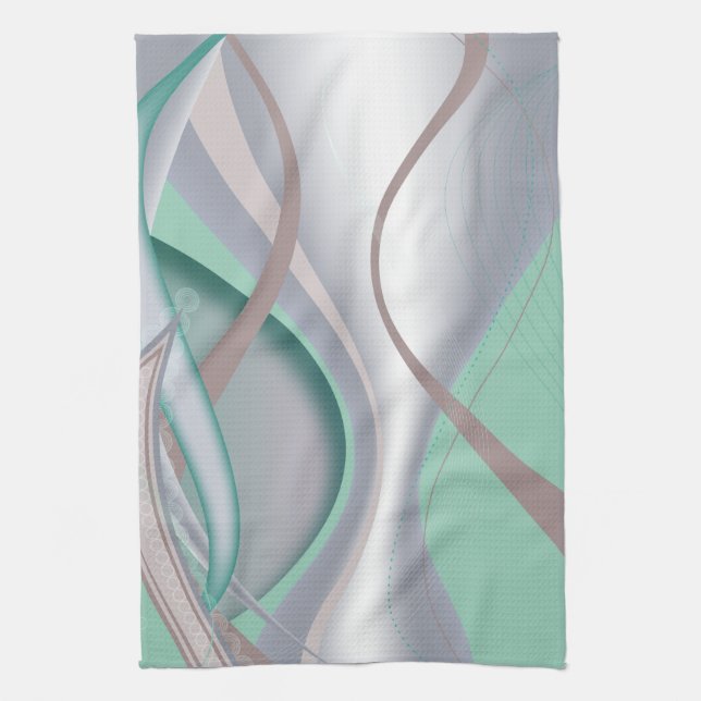 Abstract Chocolate Mint Tornado Tea Towel (Vertical)