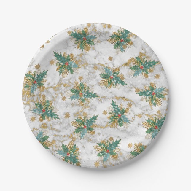 Abstract Christmas Art Paper Plate (Front)