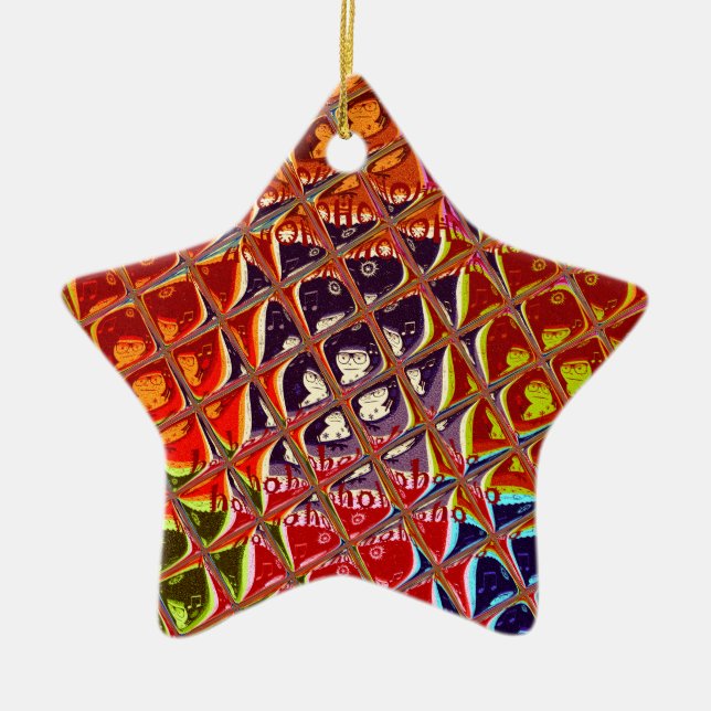 Abstract Christmas Colours Collection. Ceramic Ornament (Front)