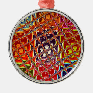Abstract Christmas Colours Collection. Metal Ornament