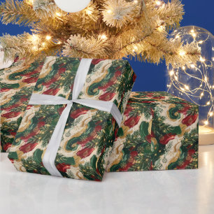 Abstract Christmas Evergreen Ornament Art Wrapping Paper