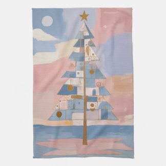 Abstract Christmas Geometry Tea Towel