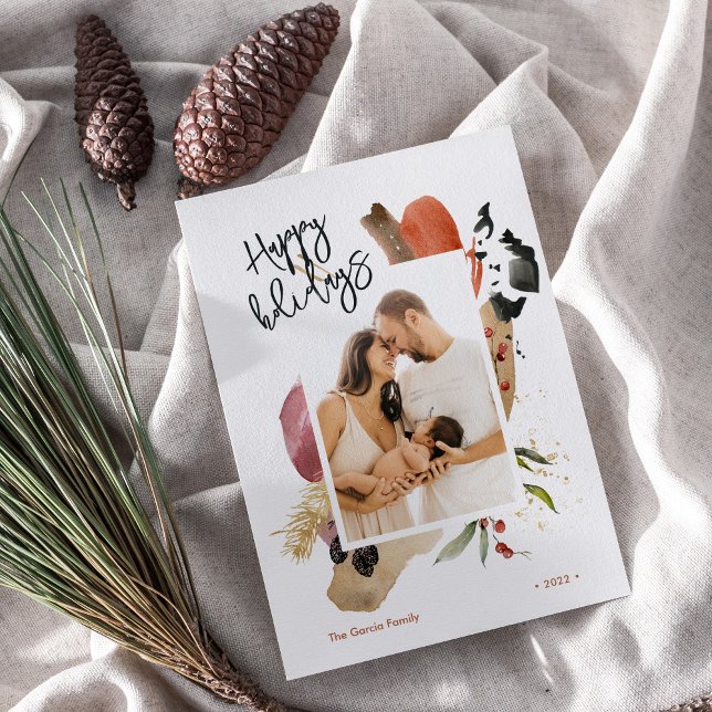 Abstract Christmas Happy Holiday Custom Photo Card (Creator Uploaded)