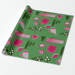 Abstract Christmas on bright green wrapping paper. Paper