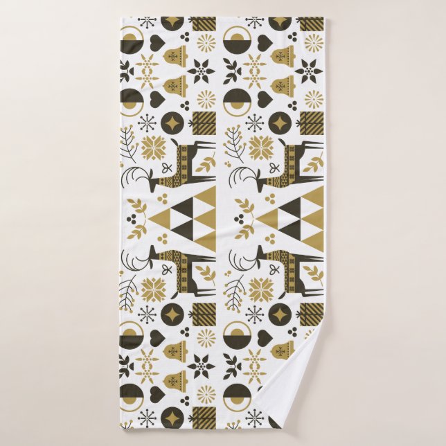 Abstract Christmas Reindeer Modern Geometric Bath Towel (Bath Towel)
