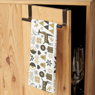 Abstract Christmas Reindeer Modern Geometric Tea Towel