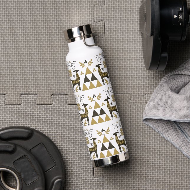 Abstract Christmas Reindeer Modern Geometric Water Bottle (Gym)