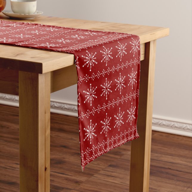 Abstract Christmas snowflakes pattern Short Table Runner (In Situ)