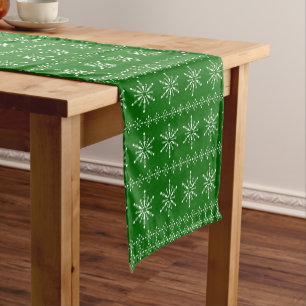 Abstract Christmas snowflakes pattern  Short Table Runner