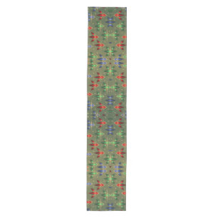 Abstract Christmas Stars Green, Red,  Blue Medium Table Runner