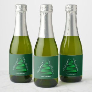 Abstract Christmas Tree Holiday Party Mini Sparkling Wine Label