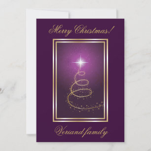 Abstract Christmas Tree on glowing purple card