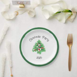 Abstract Christmas Tree Paper Plate