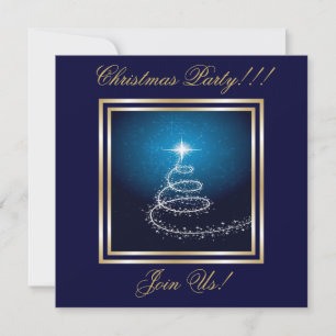 Abstract Christmas Tree Party  Invitation Blue