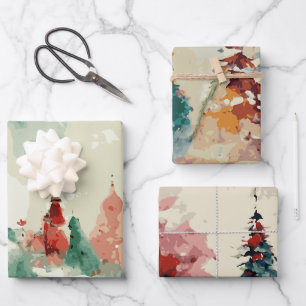 Abstract Christmas Tree set 1 Wrapping Paper Sheet