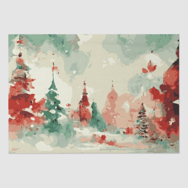 Abstract Christmas Trees 2 watercolour  Tissue Paper (Front)
