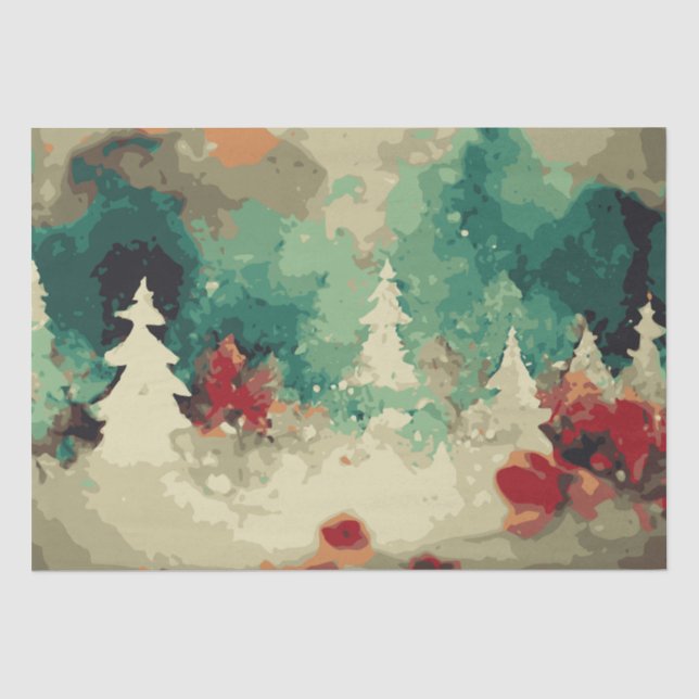 Abstract Christmas Trees 9 watercolour  Tissue Paper (Front)