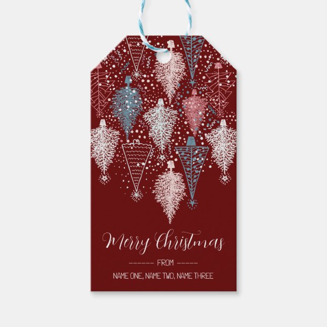 Abstract Christmas Trees Pattern Gift Tags (Front)