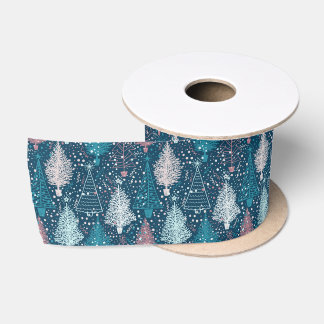 Abstract Christmas Trees Pattern Satin Ribbon