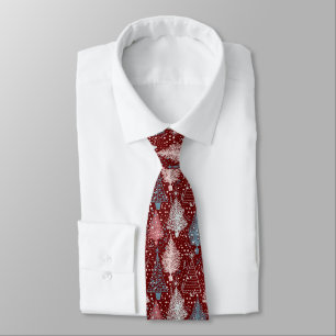 Abstract Christmas Trees Pattern Tie