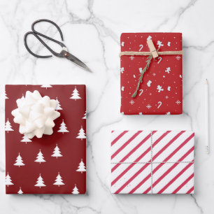 Abstract Christmas Trees Scandinavian Pattern Wrapping Paper Sheet